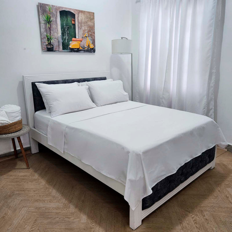 Juego de Sábanas Blanca Polialgodón 180 Hilos