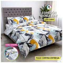 Edredón Doble Faz Estampado Alondra Cama Doble 140x190cm