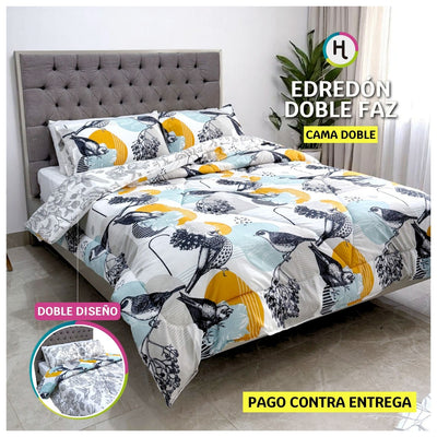 Edredón Doble Faz Estampado Alondra Cama Doble 140x190cm
