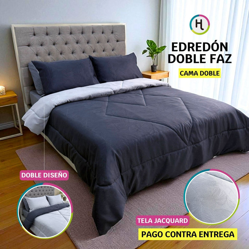 Edredón Doble Faz Cenizo Cama Doble 140x190cm