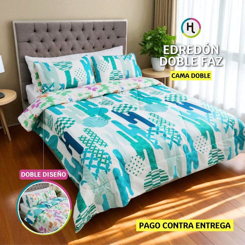 Edredón Doble Faz Acuarela Cama Doble 140x190cm