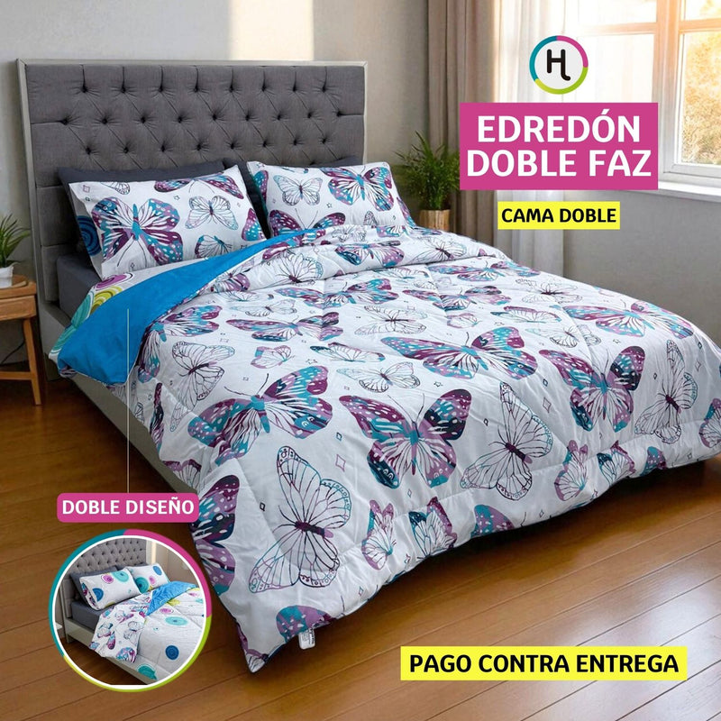 Edredón Doble Faz Burbujas Cama Doble 140x190cm