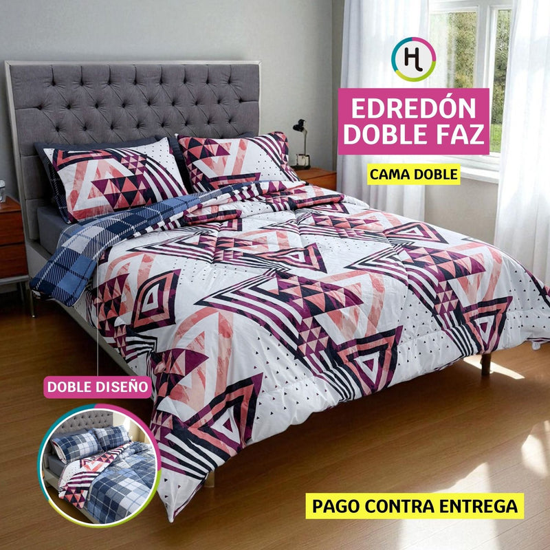 Edredón Doble Faz Pirámide Cama Doble 140x190cm