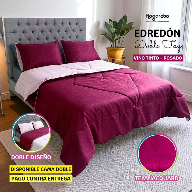 Edredón Doble Faz Merlot Cama Doble 140x190cm
