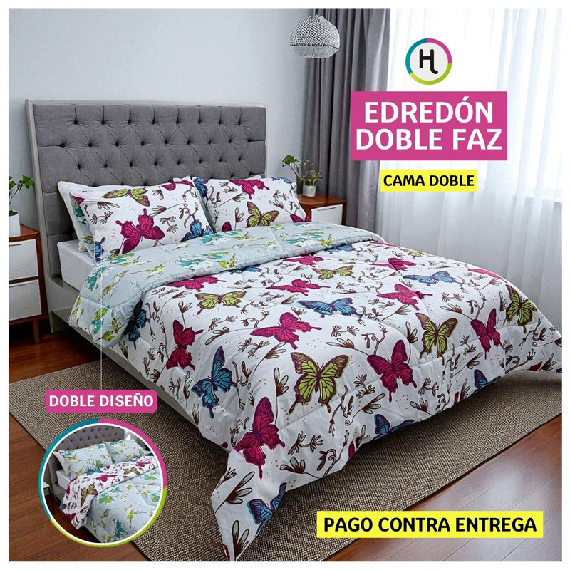 Edredón Doble Faz Primaveral Cama Doble 140x190cm