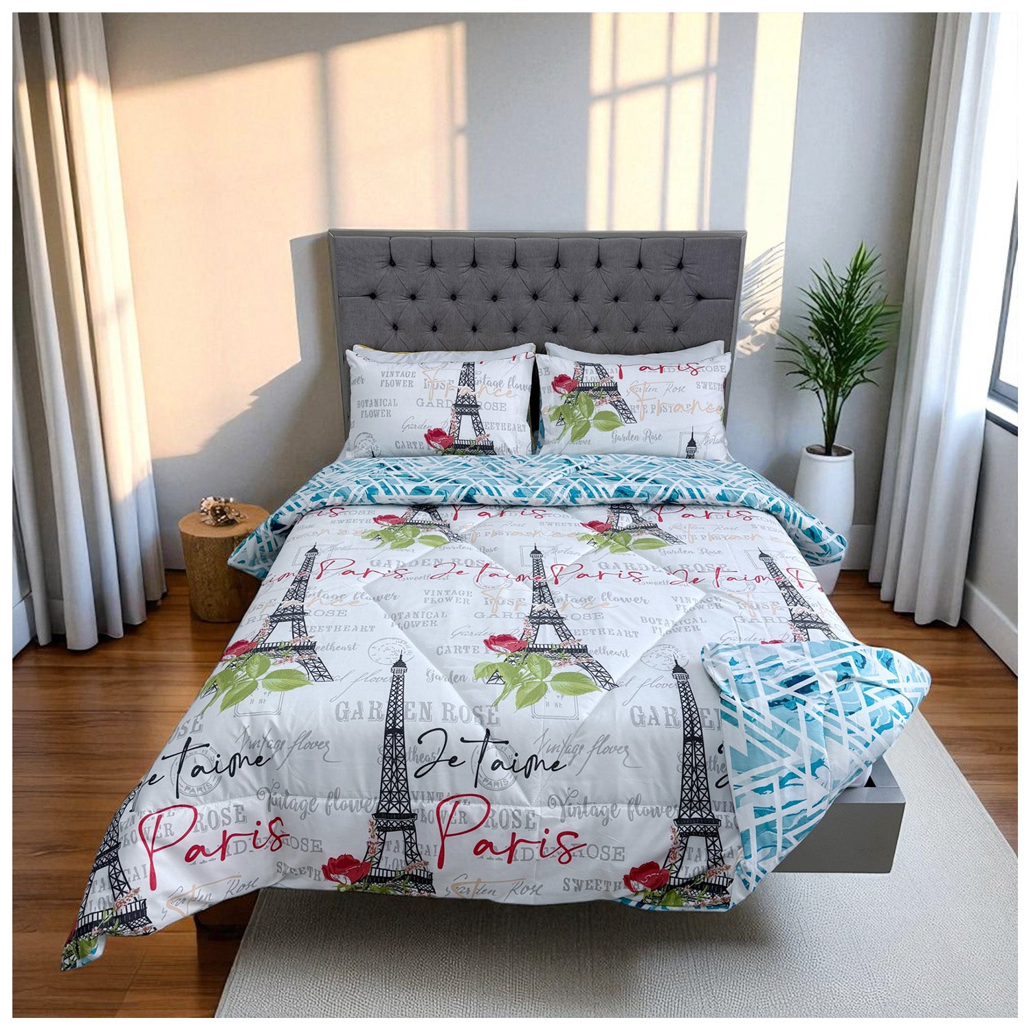 Edredón Doble Faz París Cama Doble 140x190cm