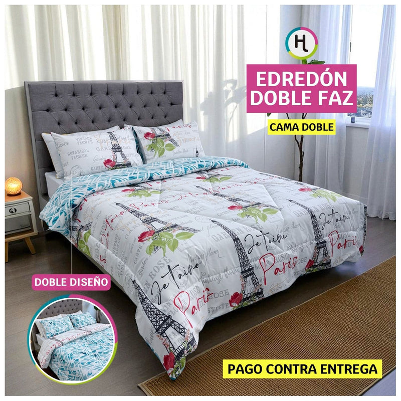 Edredón Doble Faz París Cama Doble 140x190cm