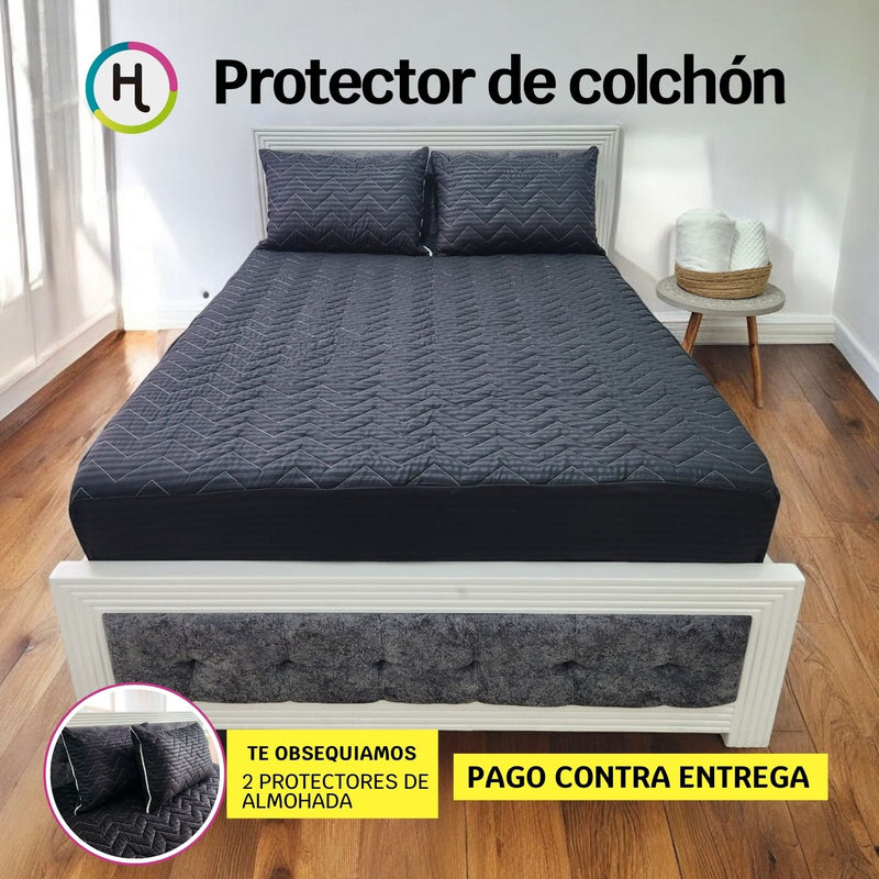 Protector de Colchón Negro + Obsequio 2 protectores de almohadas