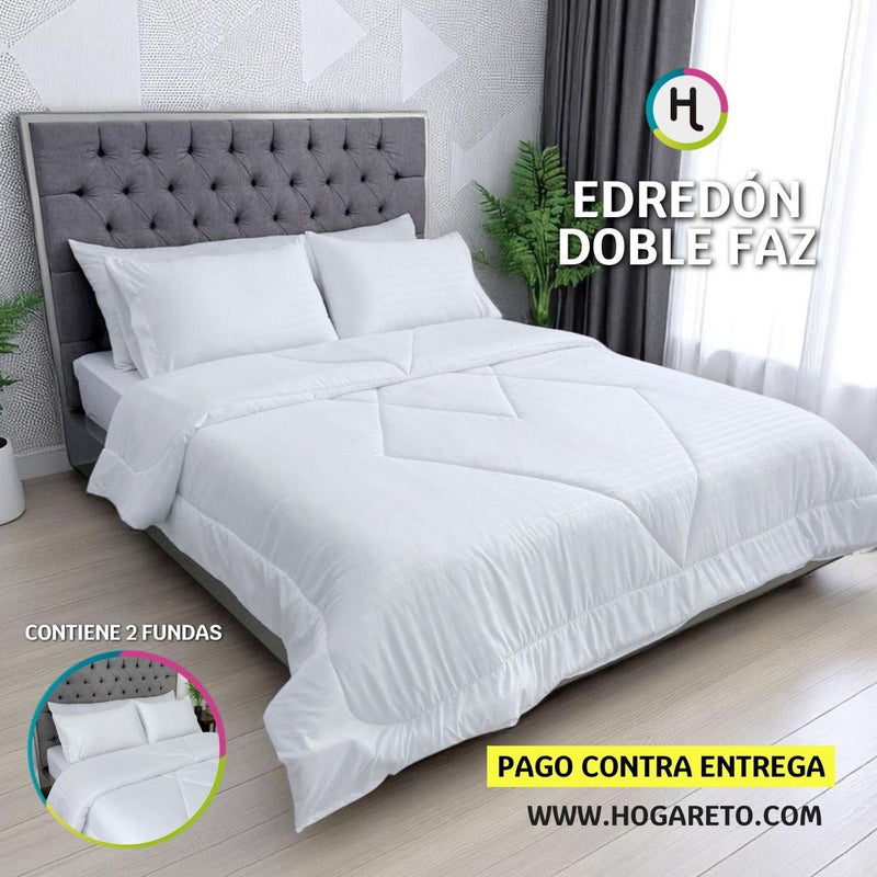 Edredón Doble Faz Blanco Cama Doble 140x190cm