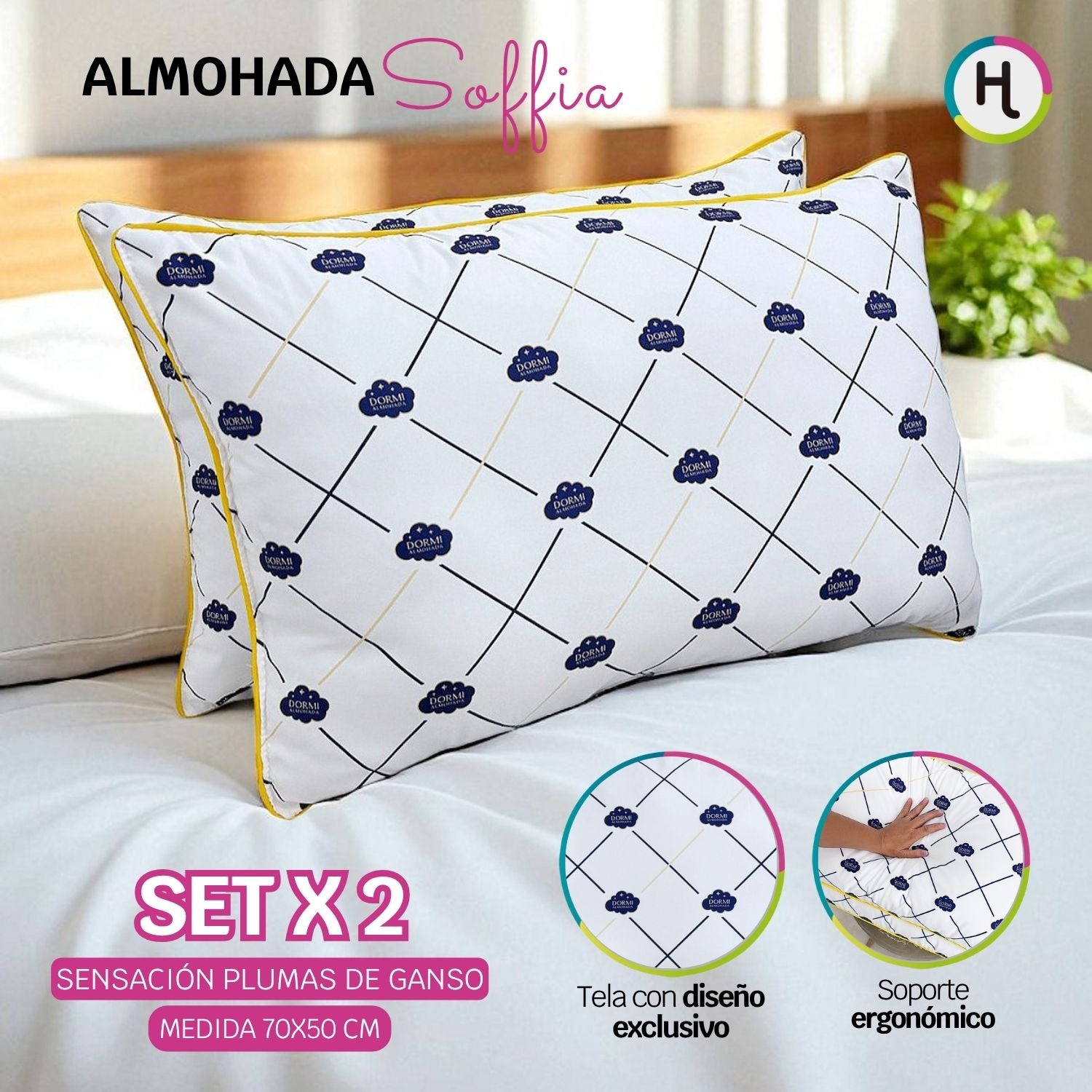 Almohadas Soffia Sensación Plumas 70x50cm