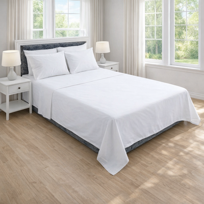 Juego de Sábanas Blancas Polialgodón 180 Hilos