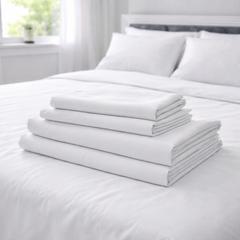 Juego de Sábanas Blancas Polialgodón 180 Hilos