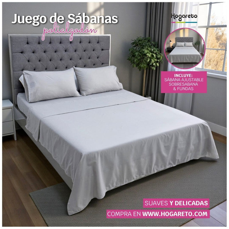 Juego de Sábanas Taupe Polialgodón de 180 Hilos