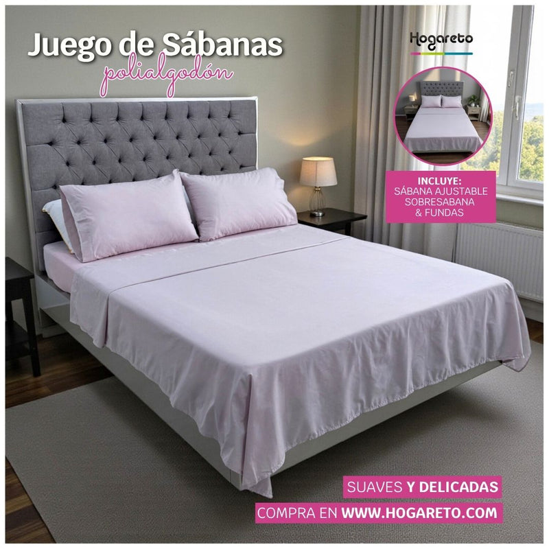 Juego de Sábanas Lila Polialgodón de 180 Hilos