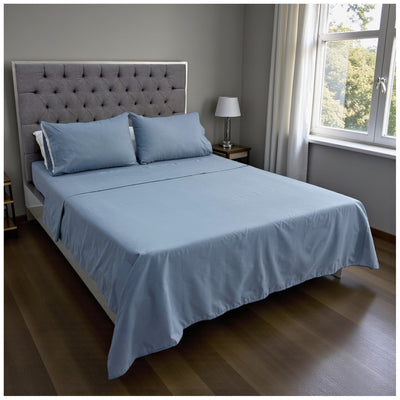 Juego de Sábanas Azul Polialgodón de 180 Hilos