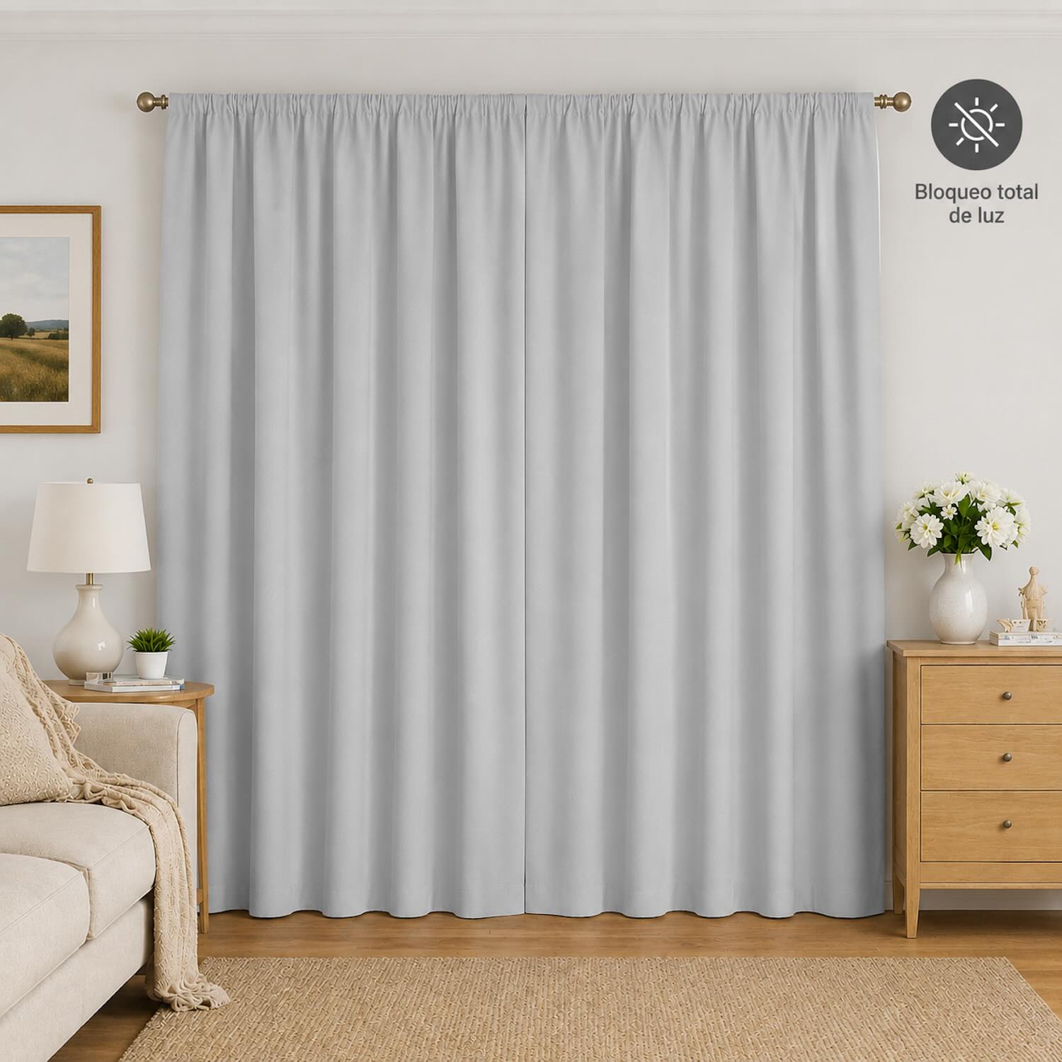 Cortinas 100% Blackout Marfil – Privacidad Total - 270x220cm