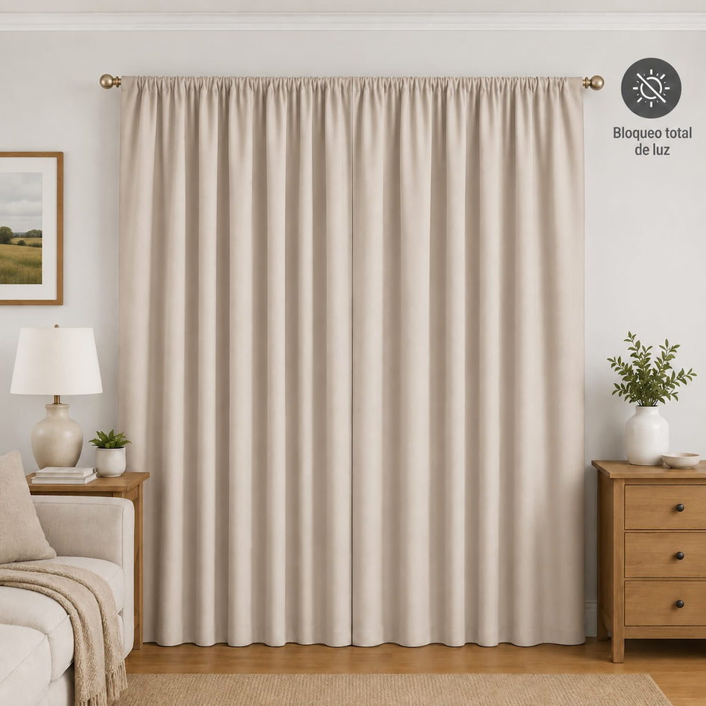 Cortinas 100% Blackout Taupe – Privacidad Total - 270x220cm