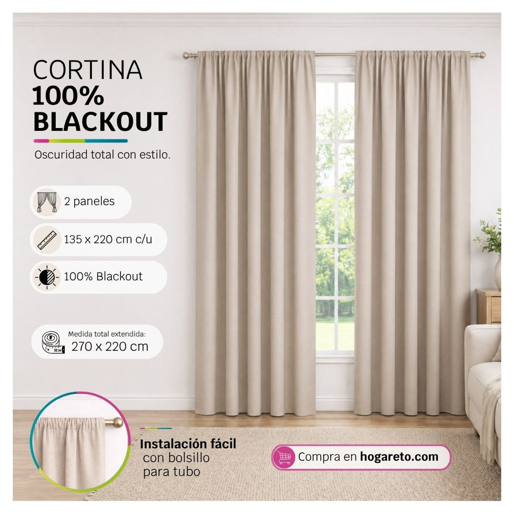 Cortinas 100% Blackout Taupe – Privacidad Total - 270x220cm