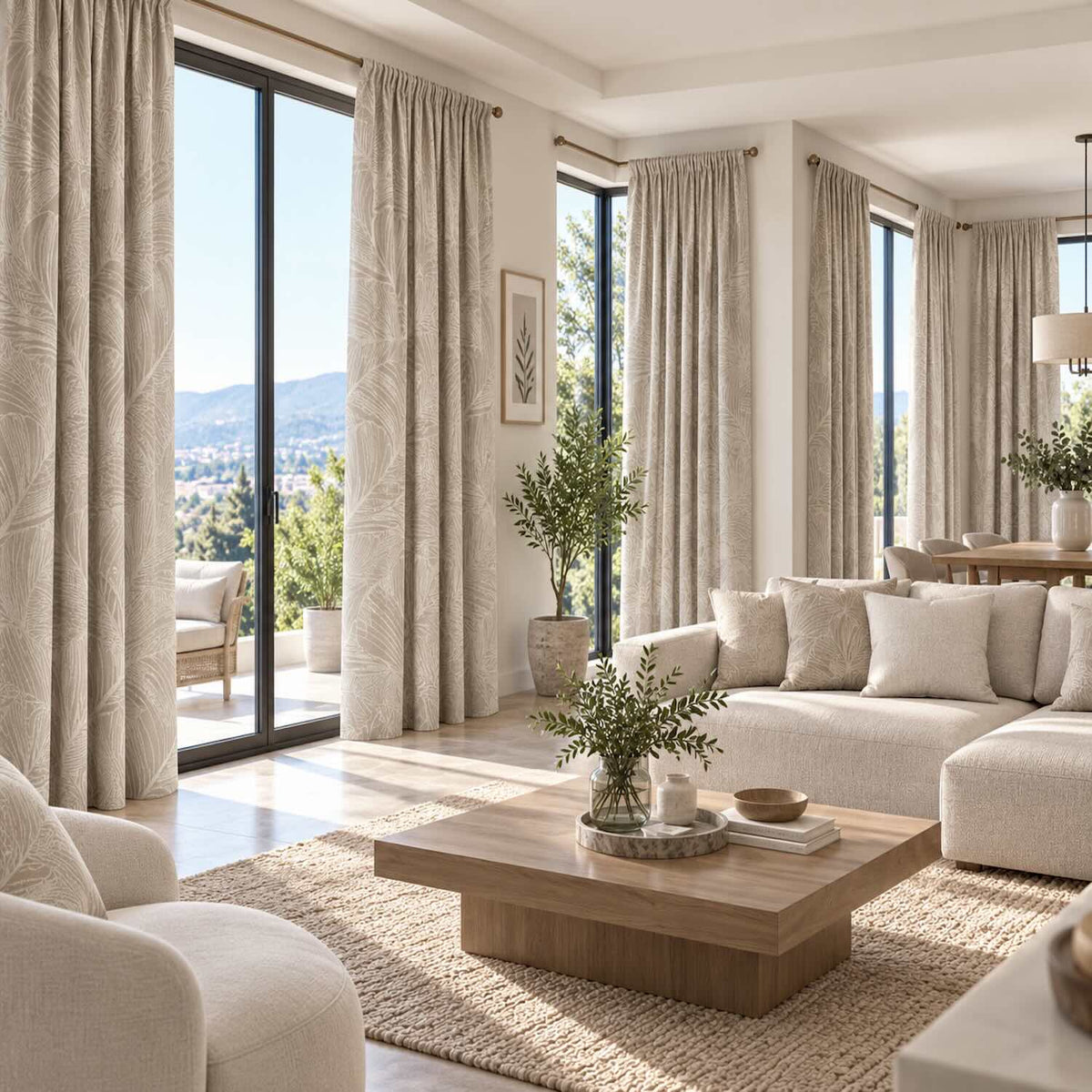 Cortinas Jacquard Diseño Hojas- 270x220cm