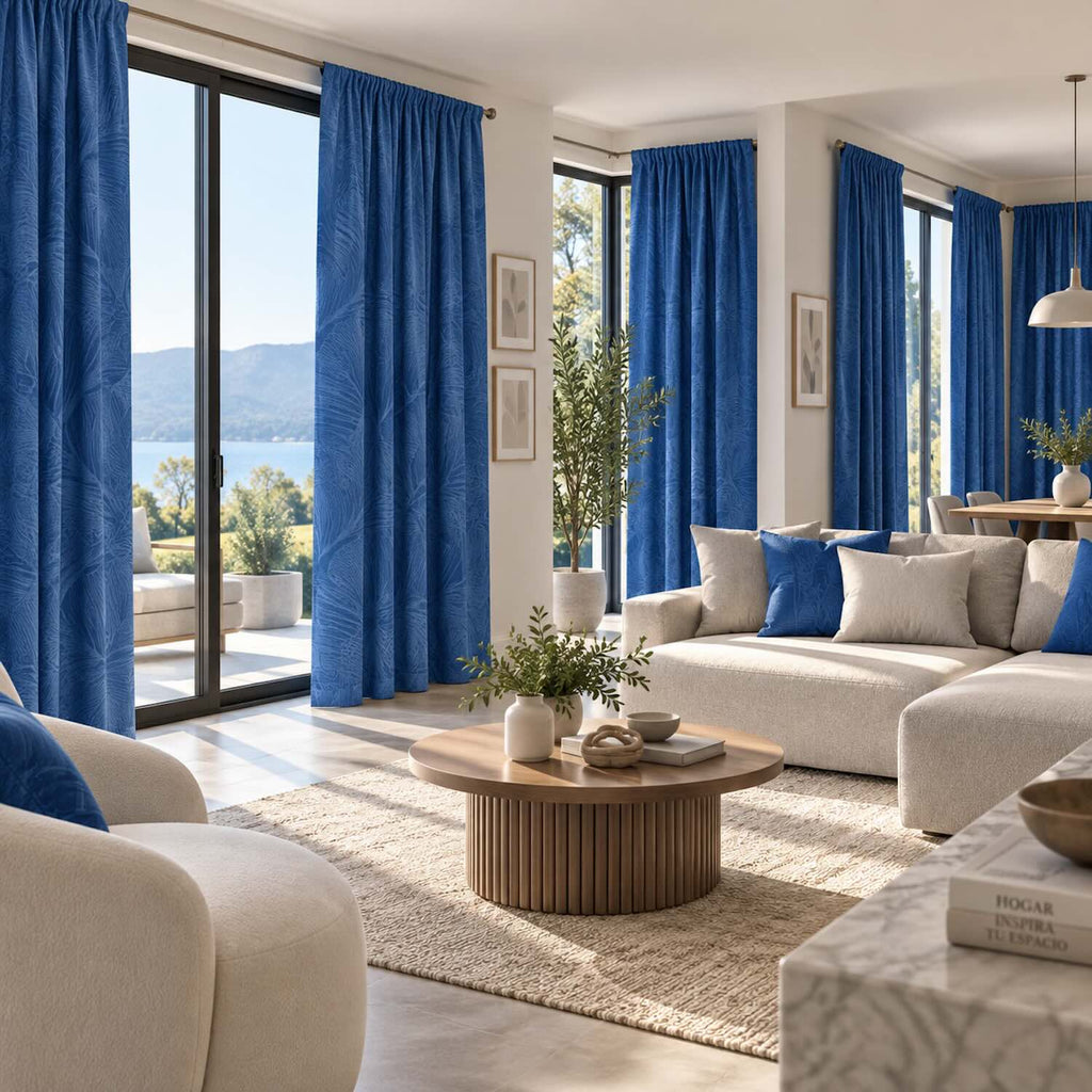 Cortinas Jacquard Diseño Hojas- 270x220cm