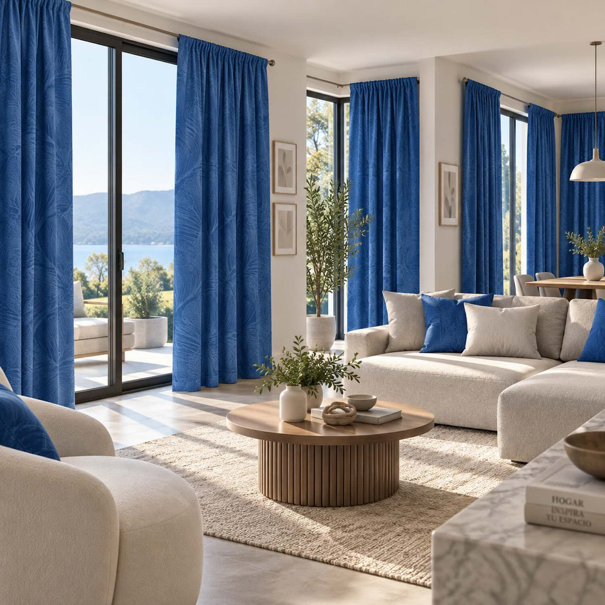 Cortinas Jacquard Diseño Hojas- 270x220cm