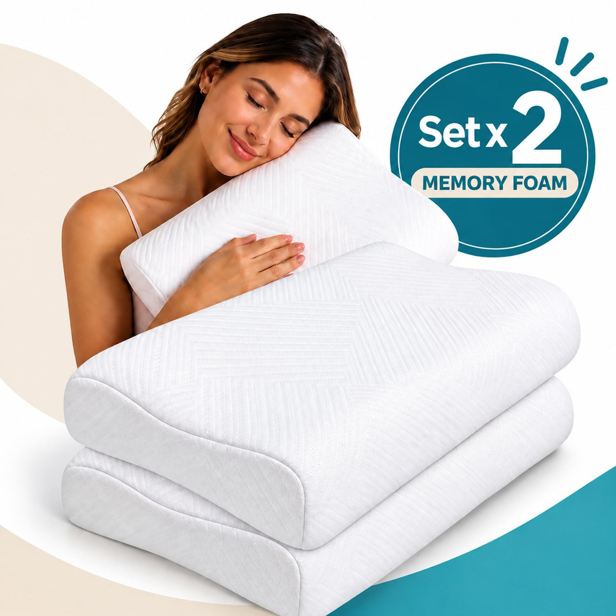 Almohada Mini Cervical ABI 50x30cm - Espuma Memory Foam de Doble Altura