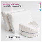 Combo 2 Almohadas Cervicales Mini + Cojín Pierna Memory Foam