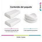 Combo 2 Almohadas Cervicales Mini + Cojín Pierna Memory Foam