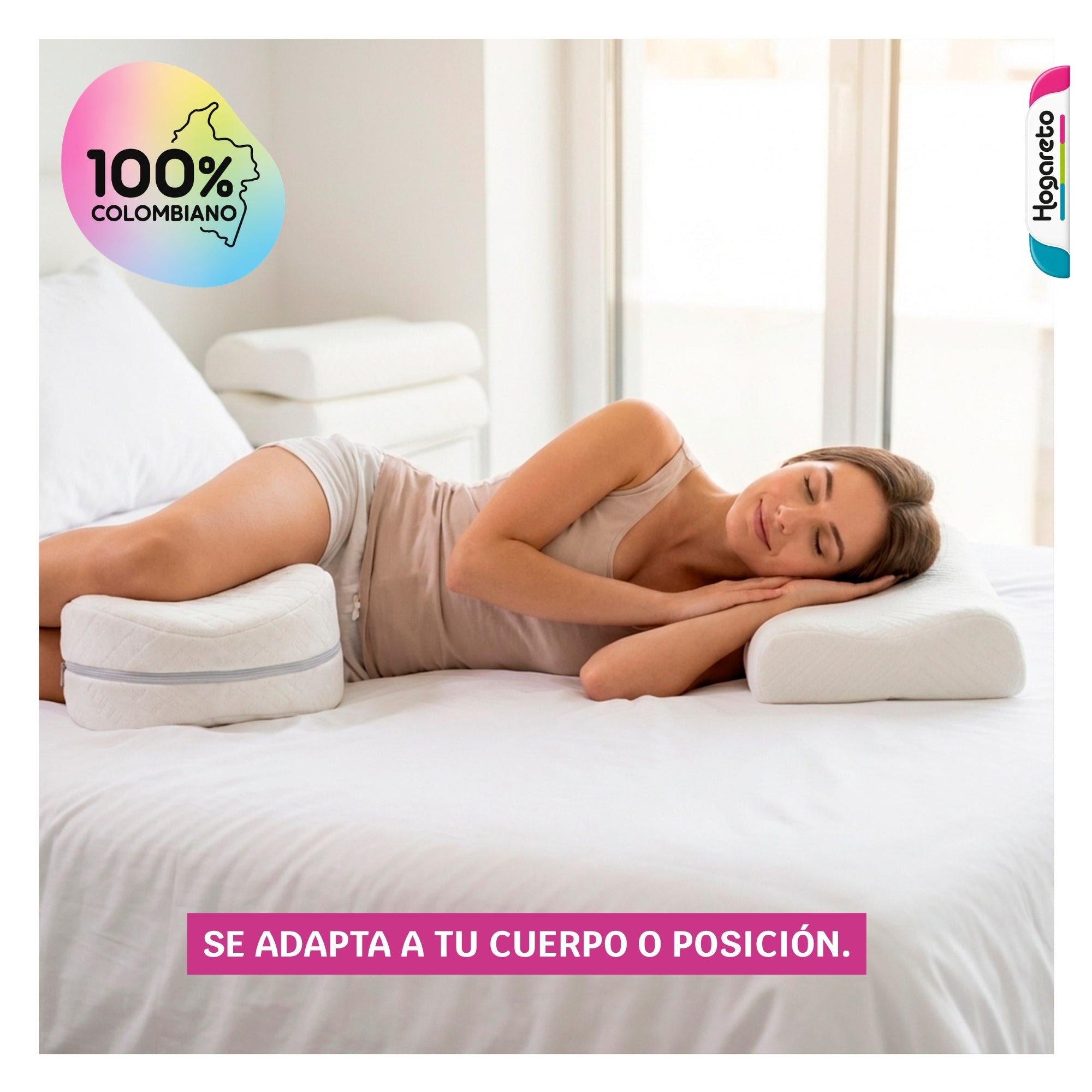 Combo 2 Almohadas Cervicales Mini + Cojín Pierna Memory Foam