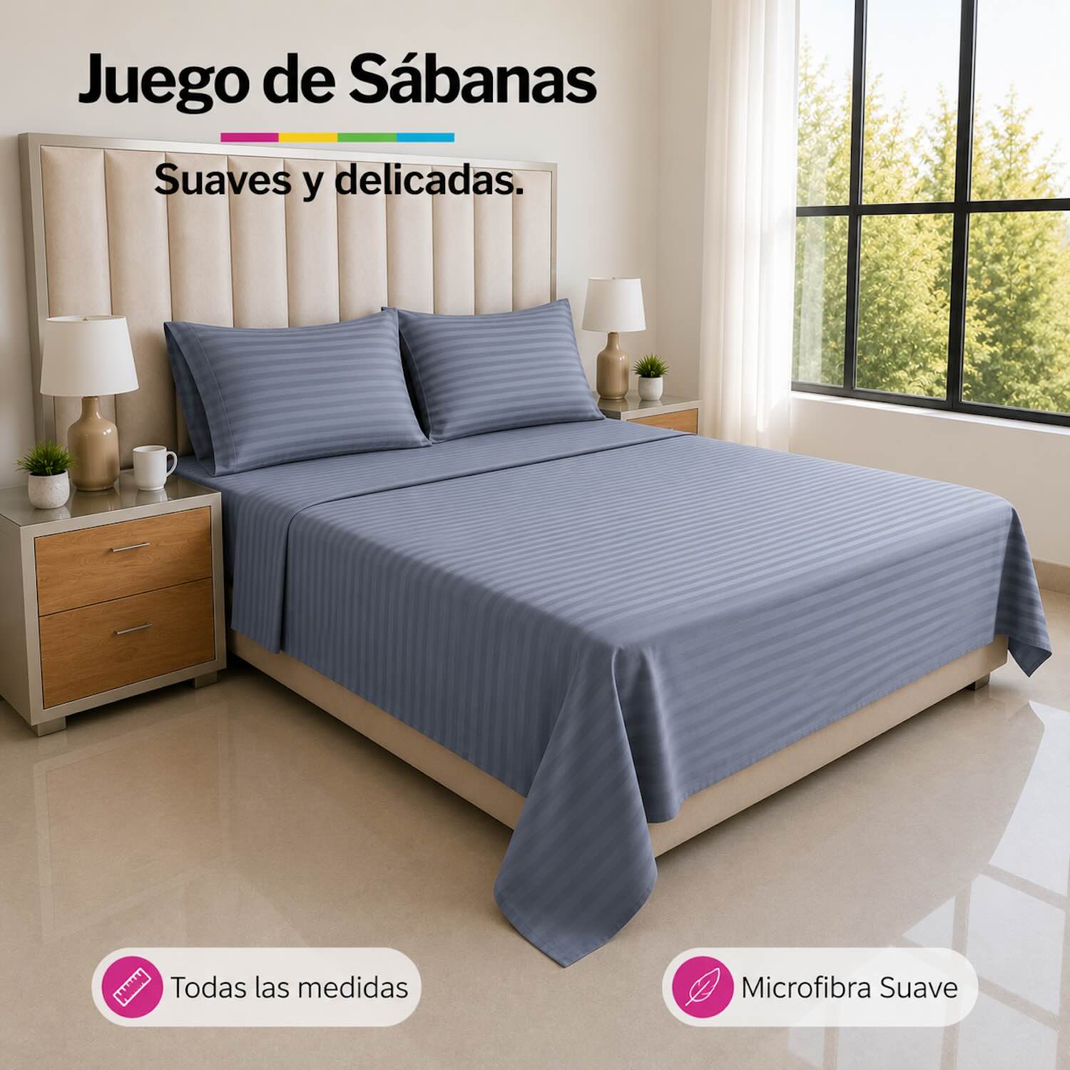 Juego de Sábanas Gris en Microfibra Suave