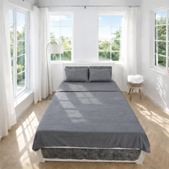 Juego de Sábanas Gris en Microfibra Suave