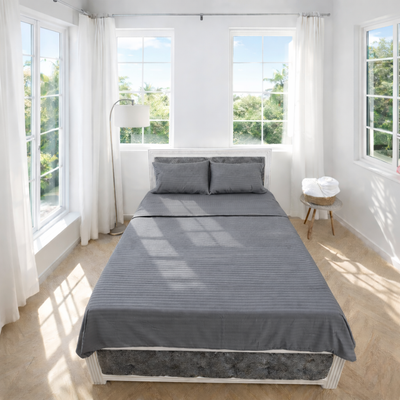 Juego de Sábanas Gris en Microfibra Suave