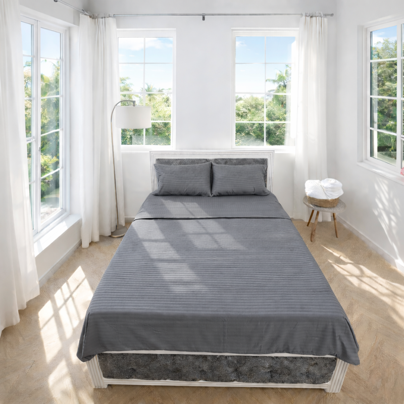 Juego de Sábanas Gris en Microfibra Suave