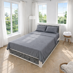 Juego de Sábanas Gris en Microfibra Suave