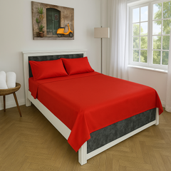 Juego de Sábanas Cama Doble 140x190cm Rojo