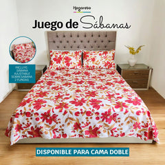 Juegos de Sábanas Cama Doble 140x190cm Flor