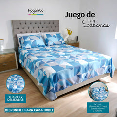 Juegos de Sábanas Cama Doble 140x190cm Mar