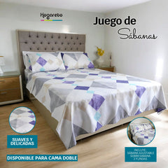 Juegos de Sábanas Cama Doble 140x190cm Extra Suaves