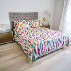 Juego de Sábanas Cama Doble 140x190cm Plumas