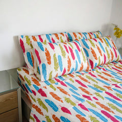 Juego de Sábanas Cama Doble 140x190cm Plumas