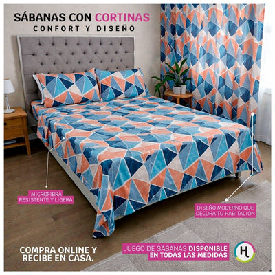 Juego de Sábanas + Cortinas Pirámide