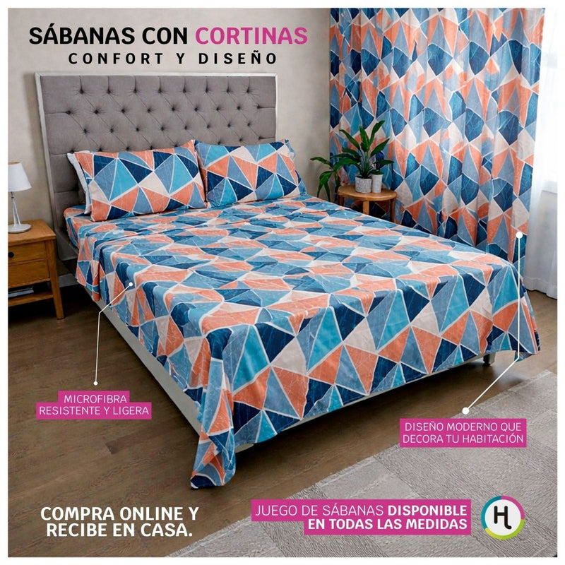 Juego de Sábanas + Cortinas Pirámide