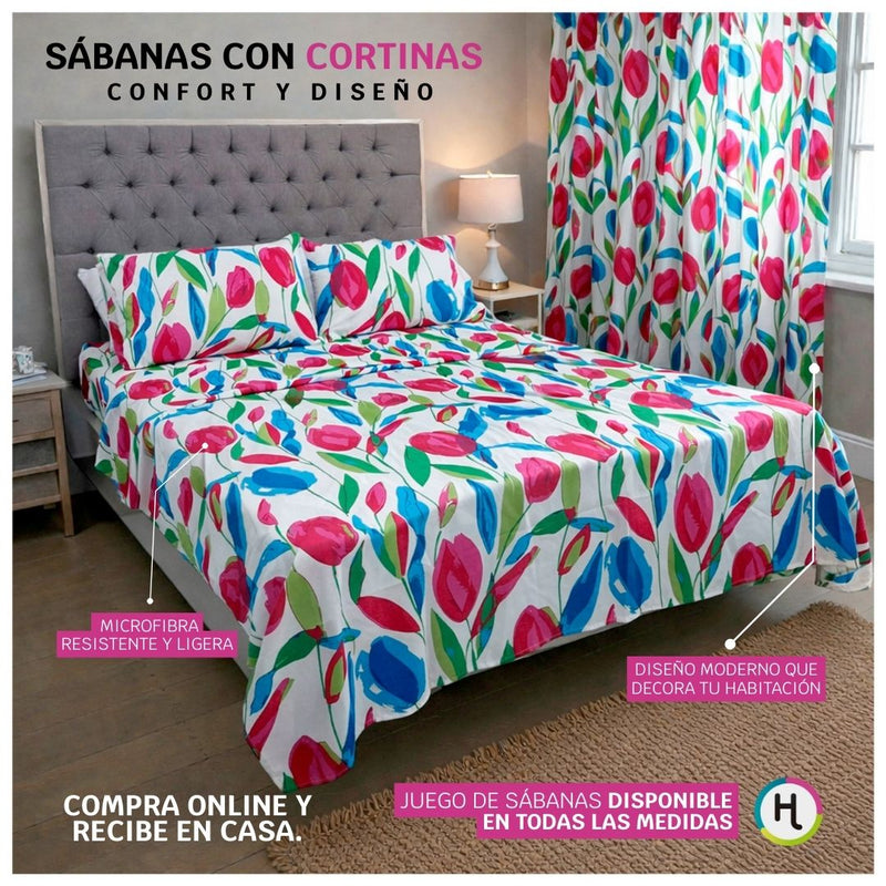 Juego de Sábanas + Cortinas Tulipán