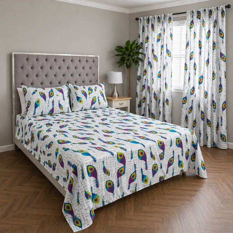 Juego de Sábanas + Cortinas Plumaje