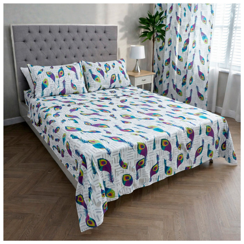 Juego de Sábanas + Cortinas Plumaje