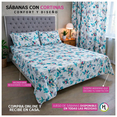 Juego de Sábanas + Cortinas Natural