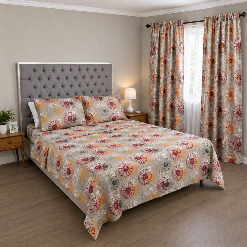 Juego de Sábanas + Cortinas Medallón