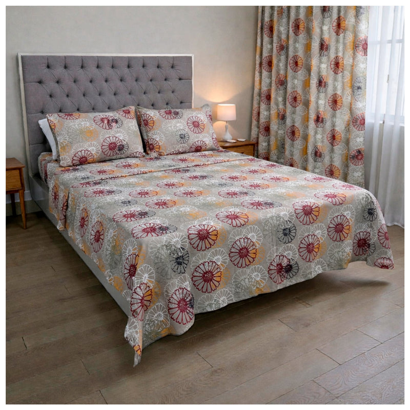 Juego de Sábanas + Cortinas Medallón