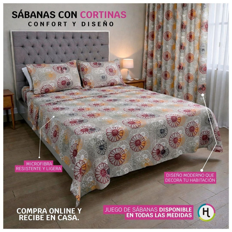 Juego de Sábanas + Cortinas Medallón