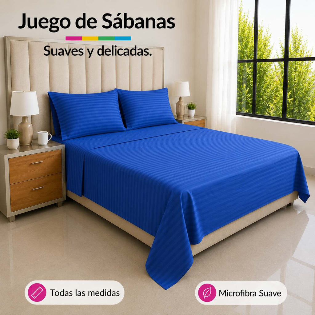 Juego de Sábanas Azul en Microfibra Suave